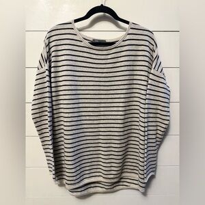 Vince Women's Cashmere/Wool Striped Sweater Black Off White Size Medium Capsule